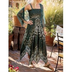 Soft surroundings panthera maxi animal print dress